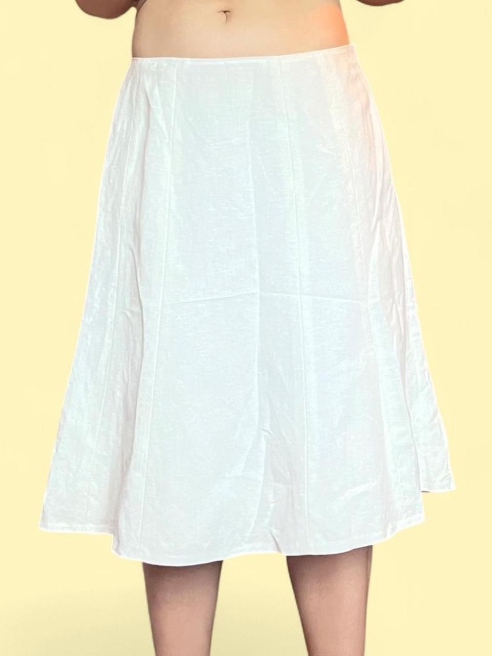 Calvin Klein White Linen Blend Midi Skirt